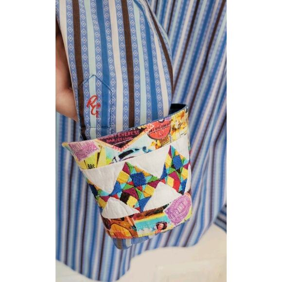 Robert Graham Flip Cuff Hotel Chatham Blue Stripe Button Up Size 2XL - Picture 6 of 7
